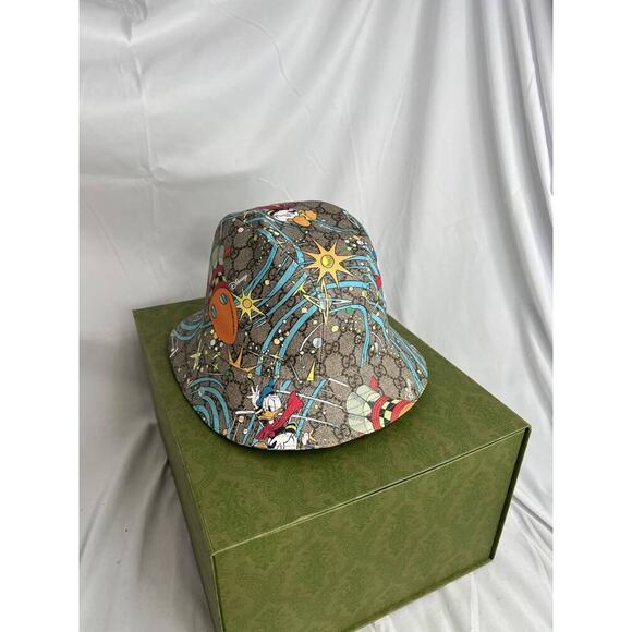 GUCCI X DISNEY Beige Medium Donald Duck Supreme Canvas Hat Medium 317839 - Picture 8 of 14